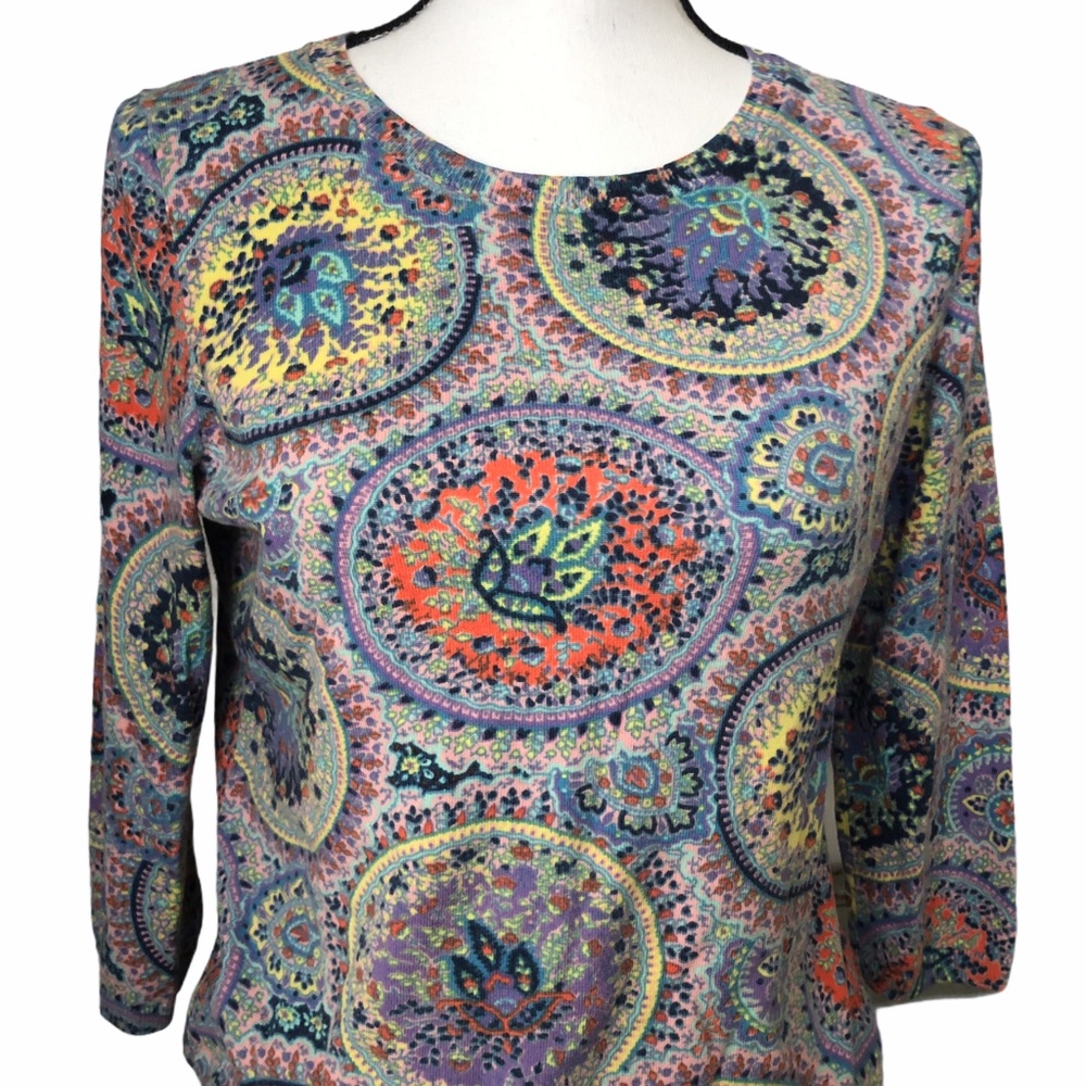 Talbots Fun And Colorful Patterned Top - image 1